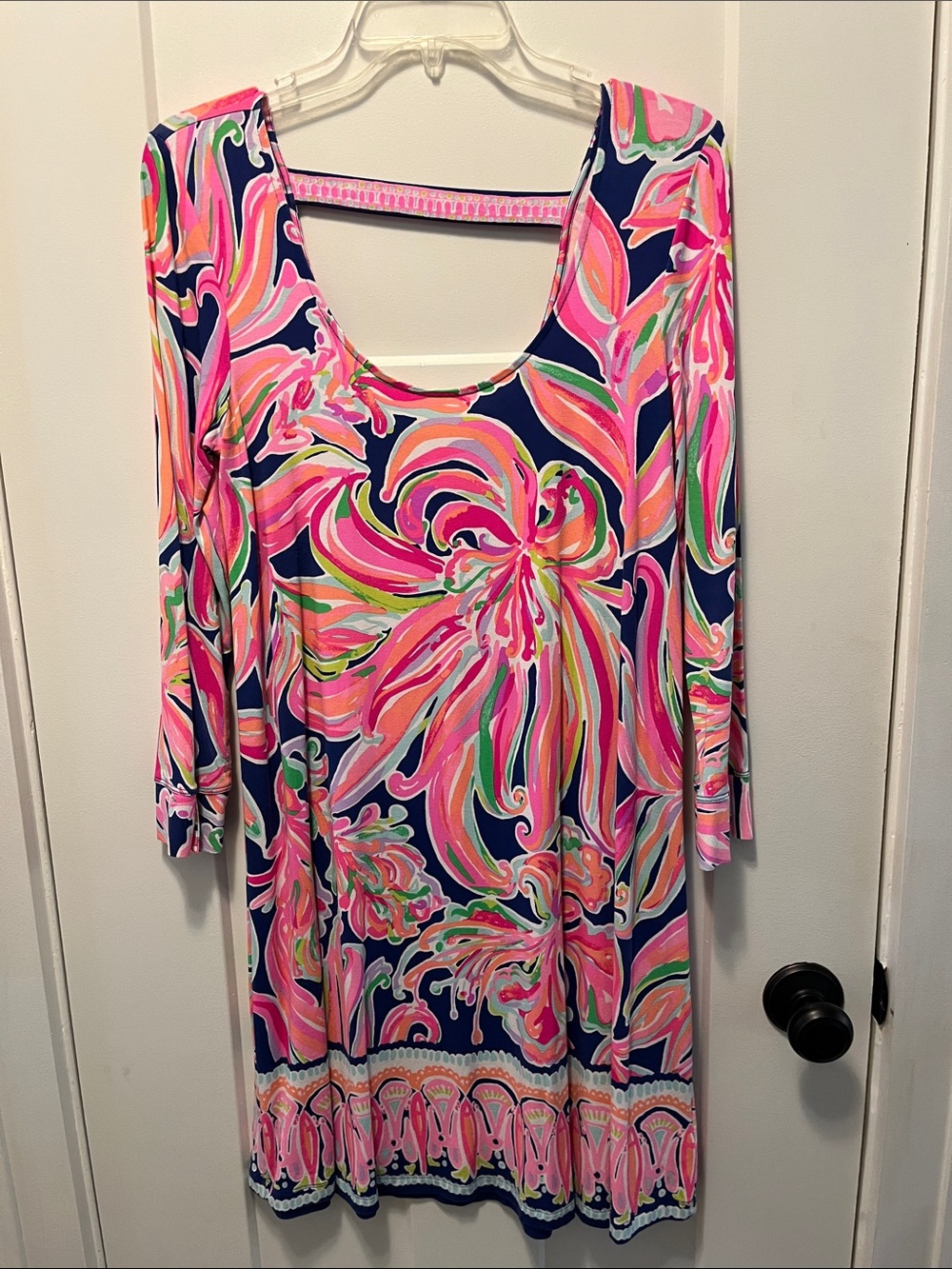 Lilly Pulitzer Navy Pink Green Orange Floral Shift Dress